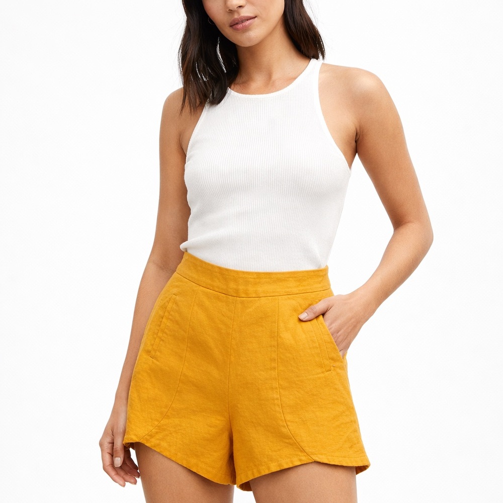 Zara Mustard Yellow High-Rise Shorts Women’s XS